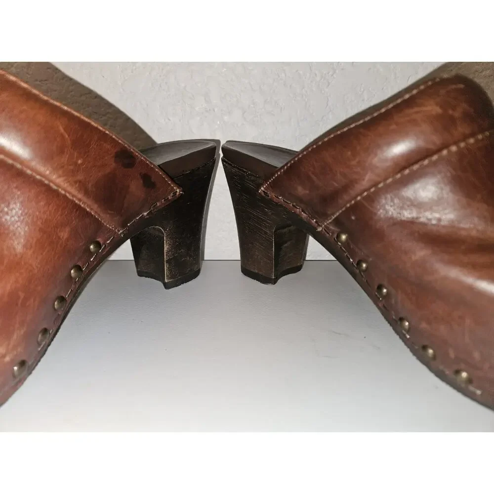 Dansko Rae Brown Leather Studded Clogs Mules Heels Womens Size 37, US 6.5-7 - Picture 6 of 12
